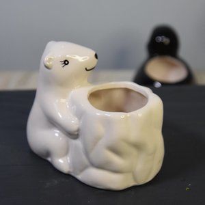 Cute polar bear succulent planter no drainage holes can be used for trinkets